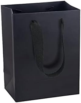 HUAPRINT Small Black Gift Bags with Handles, 30 Pack, 7x4x9 IN by HUAPRINT
