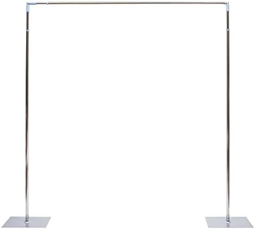 Wedding Arch Square Backdrop Stand Wedding Decorations Arch Party Ceremony Backdrop Stand Metal Stainless Steel Frame Wedding Arches for Ceremony Silver w/ Steel Base (3X3m/9.84X9.84ft) by TouSuaRSi