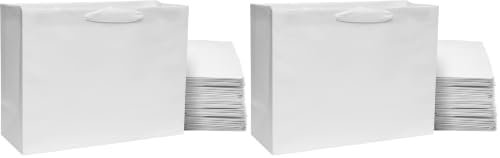 Prime Line Packaging White Gift Bags, 16x6x12 100 Pack, Retail Bags, Paper Shopping Bags with Handles Bulk by PrimeLinePackaging
