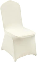 VEVOR Stretch Spandex Folding Chair Covers, Universal Fitted Chair Cover, Removable Washable Protective Slipcovers, for Wedding, Holiday, Banquet, Party, Celebration, Dining, 100PCS (Ivory/Beige) by VEVOR