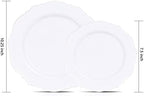 WDF 100pcs Silver Plastic Plates - High-end Baroque Design - Heavy Duty White &Silver Plates for Christmas Upscale Parties &Wedding - Image 6