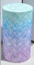 Mermaid-Themed Cylinder Pedestal Cover Set - 3 Sizes Underwater Party Decorations for Birthday, Baby Shower, Sea-Themed Events, Dessert Table Display, or Magical Backdrop Props - Image 4