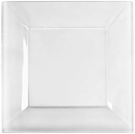 EcoQuality 9.5" inch Clear Square Plastic Plates - Disposable China Like Party Plates, Heavy Duty Salad Plates, Dessert Plate, Dinners, Dessert, Wedding, Serveware, Catering (40) by EcoQuality