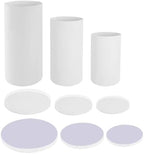 3PCS Tall White Round Cylinder Pedestal Stands Display 23.6''+29.5''+35.4'' Height Cylinder Tables for Party Cake Flower Bouquet Backdrop Dessert Table Pillars for Birthday Wedding Props Baby Shower Event Decoration - Image 6