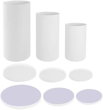 3PCS Tall White Round Cylinder Pedestal Stands Display 23.6''+29.5''+35.4'' Height Cylinder Tables for Party Cake Flower Bouquet Backdrop Dessert Table Pillars for Birthday Wedding Props Baby Shower Event Decoration - Image 6