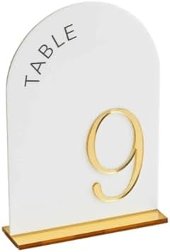 Wedding Table Numbers 3D Mirror Table Signs Gold Wedding Reception Decor Arched Number(Gold mirror,Table 1-10) by Unknown