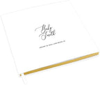 Andaz Press Personalized Baby Shower Guestbook with Gold Accents, BabyCustom Last Name Custom Name, Date, White Guest Sign In Registry 120 Pages 8.5 X 8.5 Memories Book for DIY, Scrapbook, Photo Album by AndazPress