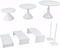 Set of 8 White Cake Stands Donut Holder Metal Dessert Display Risers by FESTLOVE