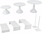 Set of 8 White Cake Stands Donut Holder Metal Dessert Display Risers by FESTLOVE