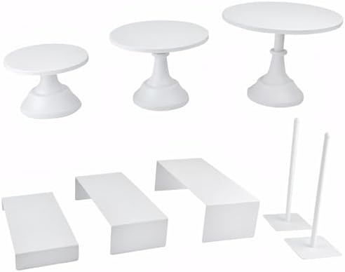 Set of 8 White Cake Stands Donut Holder Metal Dessert Display Risers by FESTLOVE
