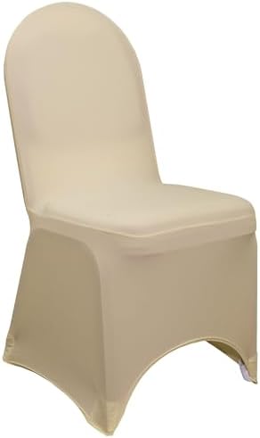 YOUR CHAIR COVERS - 50 Pack Stretch Spandex Banquet Chair Cover - Champagne, Wedding Slip Covers, Premium Quality Chair Cover by YourChairCovers