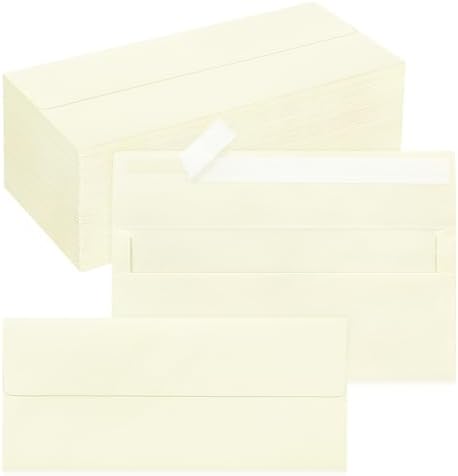 200 Pack #10 Ivory Envelopes Letter Size Self Seal Cream Business Envelopes by QIKSION
