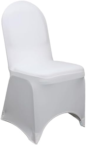 YOUR CHAIR COVERS - 50 Pack Stretch Spandex Banquet Chair Cover - White, Wedding Slip, Premium Quality by YourChairCovers