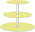 J JOYSAY Bright Yellow Pattern Acrylic Cupcake Stand 3 Tier Dessert Table Display Set Clear Cake Stands for Baby Shower Wedding Party Decorations Easy Assembly Macaron Tower by J+JOYSAY