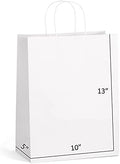 Eupako 10x5x13 White Paper Bags 100 Pack, Kraft Gift Bags with Handles by Eupako