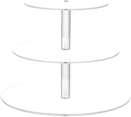 J JOYSAY White Pattern Acrylic Cupcake Stand 3 Tier Dessert Table Display Set Clear Cake Stands for Wedding Baby Shower Party Decorations Easy Assembly Donut Tower by J+JOYSAY