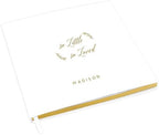 Andaz Press Personalized Baby Shower Guestbook with Gold Accents, So Little So Loved Custom Name, White Guest Sign in Registry 120 Pages 8.5 X 8.5 Memories Book for DIY, Scrapbook, Photo Album by AndazPress