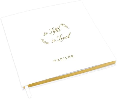 Andaz Press Personalized Baby Shower Guestbook with Gold Accents, So Little So Loved Custom Name, White Guest Sign in Registry 120 Pages 8.5 X 8.5 Memories Book for DIY, Scrapbook, Photo Album by AndazPress