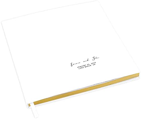 Andaz Press Personalized Wedding Guestbook with Gold Accents, Minimal Design White Guest Sign in Guest Registry 120 Pages 8.5 X 8.5 Memories Book for DIY, Scrapbook, Photo Album by AndazPress