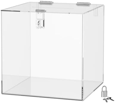 Marketing Holders 2 Pack 12 Inch Locking Ballot Box Clear Acrylic Square Cube Top Locking See Through Countertop Contests Entry or Contribution Collection Bin - Image 6