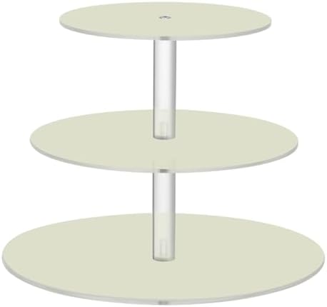 J JOYSAY Beige Pattern Acrylic Cupcake Stand 3 Tier Dessert Table Display Set Clear Cake Stands for Wedding Party Baby Shower Decorations Easy Assembly Donut Tower by J+JOYSAY