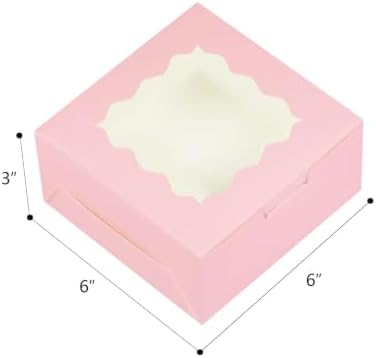 Bakepacker Pink Cookie Boxes With Window 6x6x3 inches 100pcs - Image 6