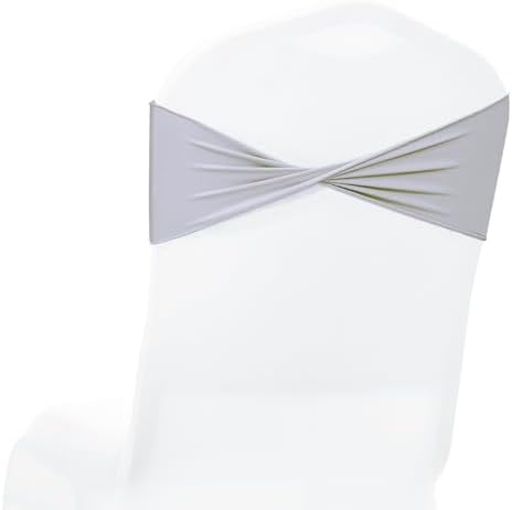 MDS Pack of 200 Spandex Chair Sashes Without Slider Buckles – Light Silver by MDS
