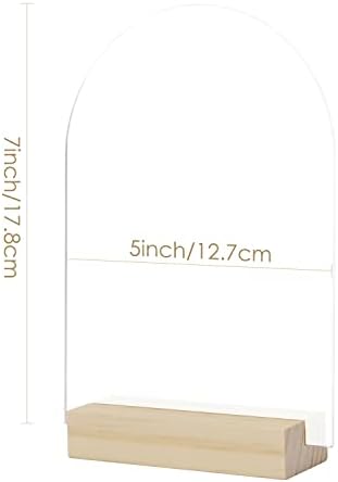 20 Pack Frosted Acrylic Arch Sign with Wood Stand- 5x7 Inch Blank Arch Acrylic Sheets with 4 Inch Wood Base, DIY Frosted Arch Sign Blank for Wedding Table Numbers - Image 2