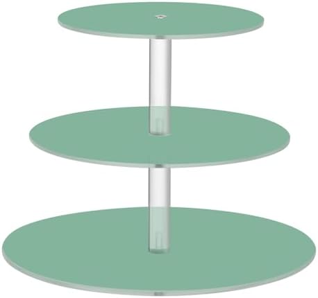 J JOYSAY Sage Green Pattern Acrylic Cupcake Stand 3 Tier Dessert Table Display Set Clear Cake Stands for Party Wedding Baby Shower Decorations Easy Assembly Donut Tower by J+JOYSAY