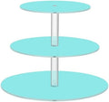 J JOYSAY Light Blue Teal Pattern Acrylic Cupcake Stand 3 Tier Dessert Table Display Set Clear Cake Stands for Wedding Baby Shower Party Decorations Easy Assembly Macaron Tower by J+JOYSAY