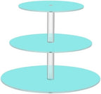 J JOYSAY Light Blue Teal Pattern Acrylic Cupcake Stand 3 Tier Dessert Table Display Set Clear Cake Stands for Wedding Baby Shower Party Decorations Easy Assembly Macaron Tower by J+JOYSAY
