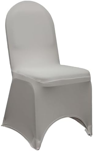 YOUR CHAIR COVERS - 6 Pack Gray Stretch Spandex Banquet Chair Covers - Wedding Slip Premium Quality Cover by YourChairCovers
