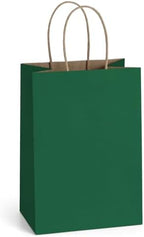 BagDream Small Gift Bags with Handles 5.25x3x8 Inch Forest Green 100Ct Bulk by BagDream
