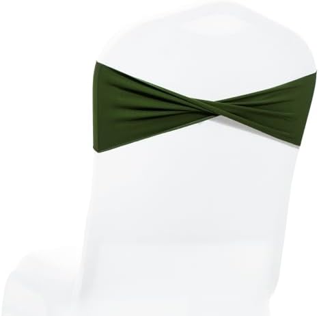 MDS Pack of 150 Spandex Chair Sashes Without Slider Buckles – Olive Green by MDS