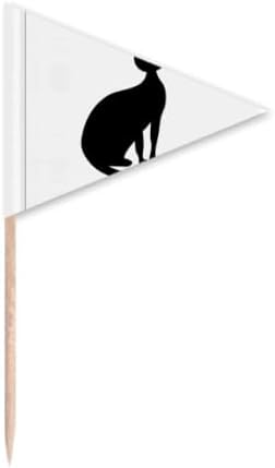 Black Cat Elegant Figure Animal Art Outline Toothpick Triangle Cupcake Toppers Flag by DIYthinker
