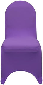 YOUR CHAIR COVERS - 50 Pack Stretch Spandex Banquet Chair Cover - Purple, Wedding Slip Covers, Premium Quality Chair Cover - Image 3