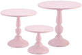 Set of 3 Pink Cake Stands, QENUIITEA Metal Round Cake Holder Dessert Pie Pizza Display Stand 8" 10" 12" Serving Tray Decoration for Wedding Celebration Party Birthday Baby Shower by QENUIITEA