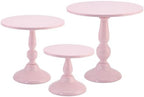 Set of 3 Pink Cake Stands, QENUIITEA Metal Round Cake Holder Dessert Pie Pizza Display Stand 8" 10" 12" Serving Tray Decoration for Wedding Celebration Party Birthday Baby Shower by QENUIITEA