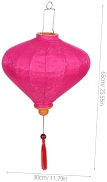 Pink Vintage Hanging Lantern with Floral Tassel Cloth Metal Oval Decor - Image 2