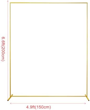 Gold Wedding Arch Backdrop Stand, 6.6FT*5FT Square Balloon and Flower Metal Aluminum Frame for Ceremony, Anniversary, Party, Baby Shower Photo Booth Decoration. - Image 2