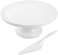 Large Cake Stand 12 Inch with Cake Spatula, Round Bamboo Fiber Cupcake Dessert Stand, Cake Decorating Display Stand for Birthday Parties, Weddings, Baby Shower and Other Events, White by ECWAY