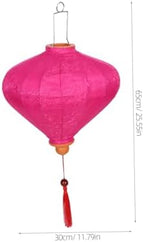 GANAZONO Vintage Oval Vietnamese Hanging Lantern with Tassel Pink Cloth - Image 2