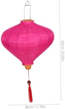 GANAZONO Vintage Oval Vietnamese Hanging Lantern with Tassel Pink Cloth - Image 2