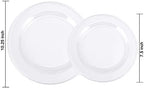 FLOWERCAT 100PCS Clear Plastic Plates - Heavy Duty Clear Disposable Plates for Fall Party/Wedding/Christmas - Include 10inch & 7inch Dinner/Dessert Plates for 50guests - Image 3