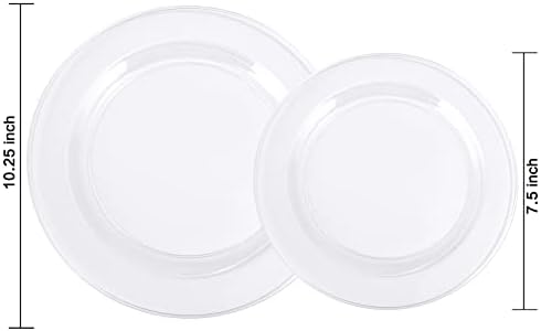 FLOWERCAT 100PCS Clear Plastic Plates - Heavy Duty Clear Disposable Plates for Fall Party/Wedding/Christmas - Include 10inch & 7inch Dinner/Dessert Plates for 50guests - Image 3