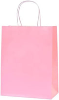 Nexmint Pink Gift Bag 8"x10.5": 120 Pack Bulk Medium Kraft Paper Bags with Handle. Great for Birthdays,Baby Shower,Gifts,Gender Reveal,Party Favors,Treats,Goodies,Shopping,Business,Retail,Bakery by Nexmint-GiftBagsMore
