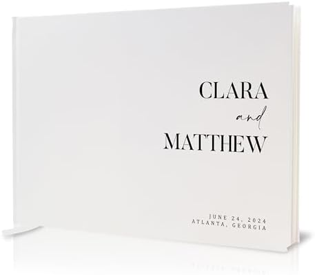 Personalized Guest Book - 11.5" x 8.5" Premium Custom Guest Signing Book with Bookmark and Blank Pages for Wedding Reception Table Decoration Engagement Birthday Party Event, Eggshell by ModernAlbumDesigns