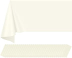 32 Pack Ivory Plastic Tablecloth for Rectangle Tables, Premium Decorative Beige Disposable Table Cloths for Parties, Rectangle Cream Party Table Cover for Birthday Wedding Baby Shower, 54x108 Inch by RAGNHILD
