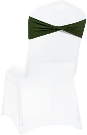 MDS Pack of 50 Spandex Chair Sashes Without Slider Buckles – Olive Green - Image 5