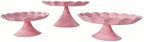 3 Pcs Pink Metal Cupcake Stand Scalloped Edge Dessert Display Tray - Image 5
